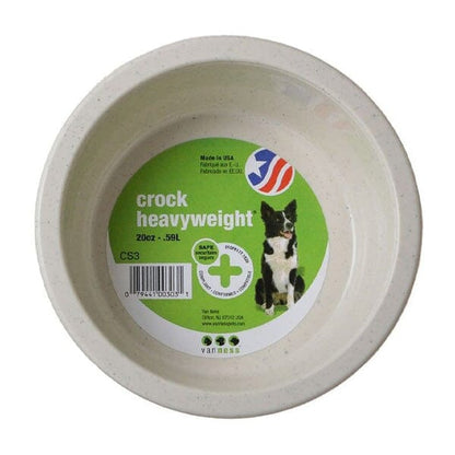 VAN NESS - Crock Heavyweight Dish in Medium 20oz, durable Pet Bowls, Feeders & Waterers for dogs