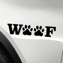 Woof Paw Sticker in Black, durable Vehicle Decals for dogs